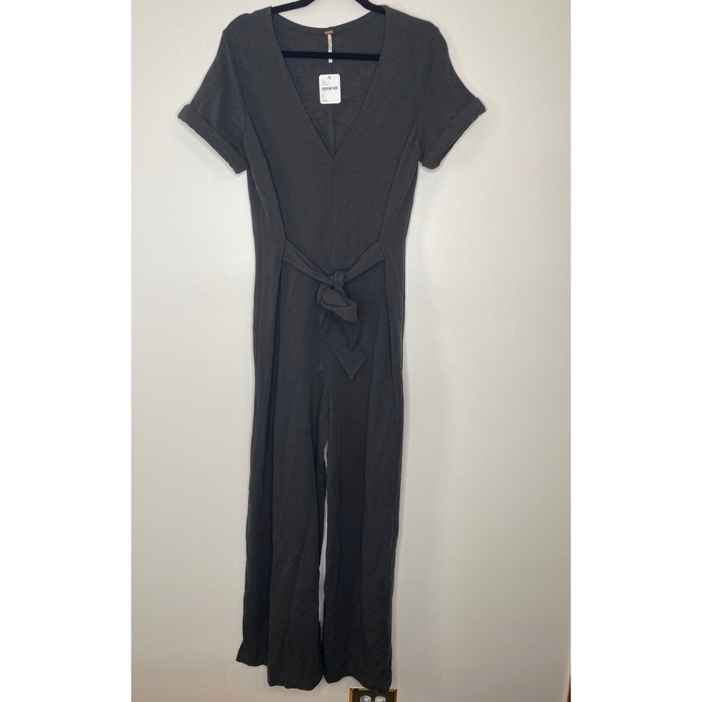 NWT FREE PEOPLE jumpsuit wide leg large gray